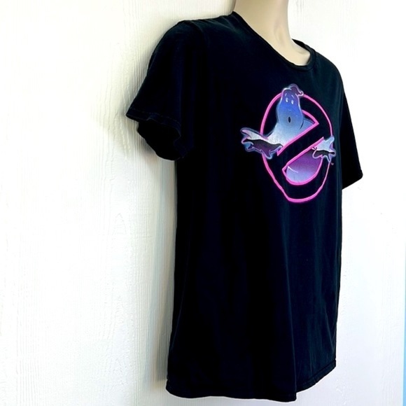 Mad Engine - Ghostbusters Hot Pink Logo Black Shirt Sleeve T Shirt Size Large - Picture 4 of 9